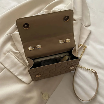 Light Luxury Trend Argyle Quilted Small Square Bag Metal Letter Tassel Flap Crossbody Bags Commuting Fashion Shoulder Bag