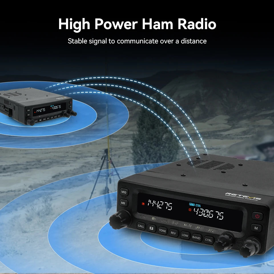 Retevis MA1 Car Radio with Screen 50W VHF UHF Dual Band Ham Radio AM FM Mobile Radio Station Transceiver Multi-band Reception