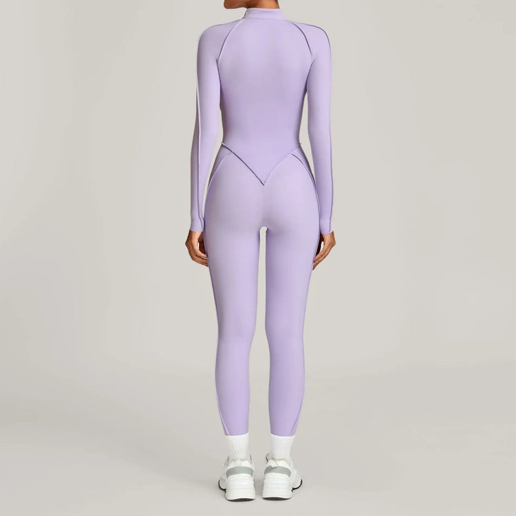 Women's Winter Yoga Jumpsuits Sports Fitness Hip-Lifting Slimming One-piece Zipper Long-Sleeved Outdoor Gym Workout Bodysuits