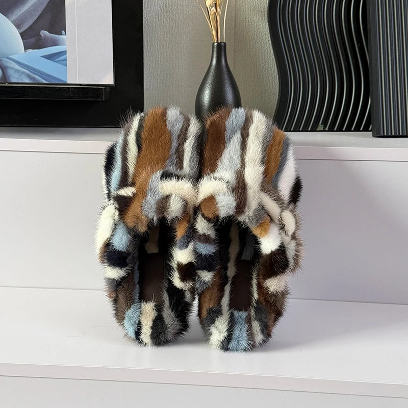Slippers Shoes for Women 2026 Flat Real Fur Mink Slippers Soft Indoor Women's Slippers Flip Flops Woman Luxury Designer Shoes