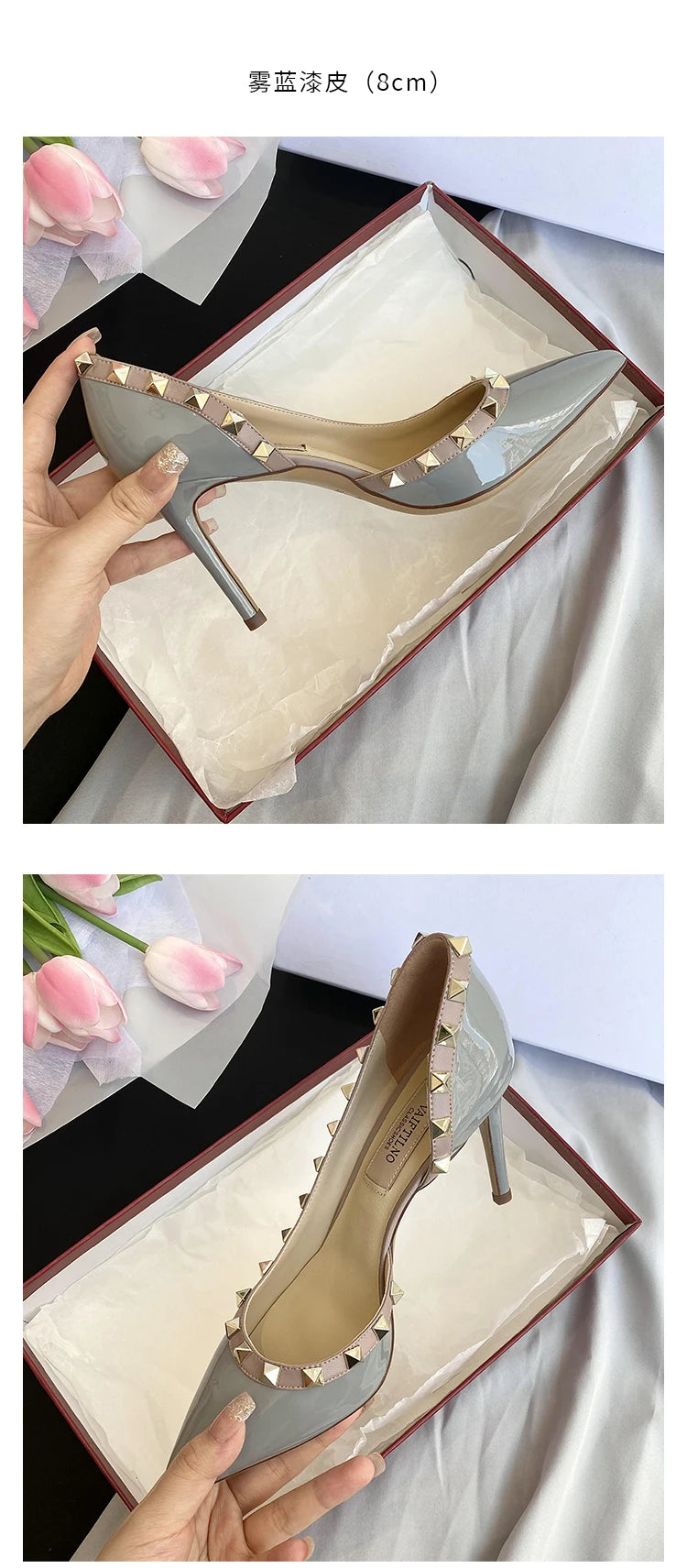Luxury Brand Women's Shoes Woman Sandals Summer Rivets High Heels Side Empty Female Leather Fashion Prom Ladies Shoes Women 2026