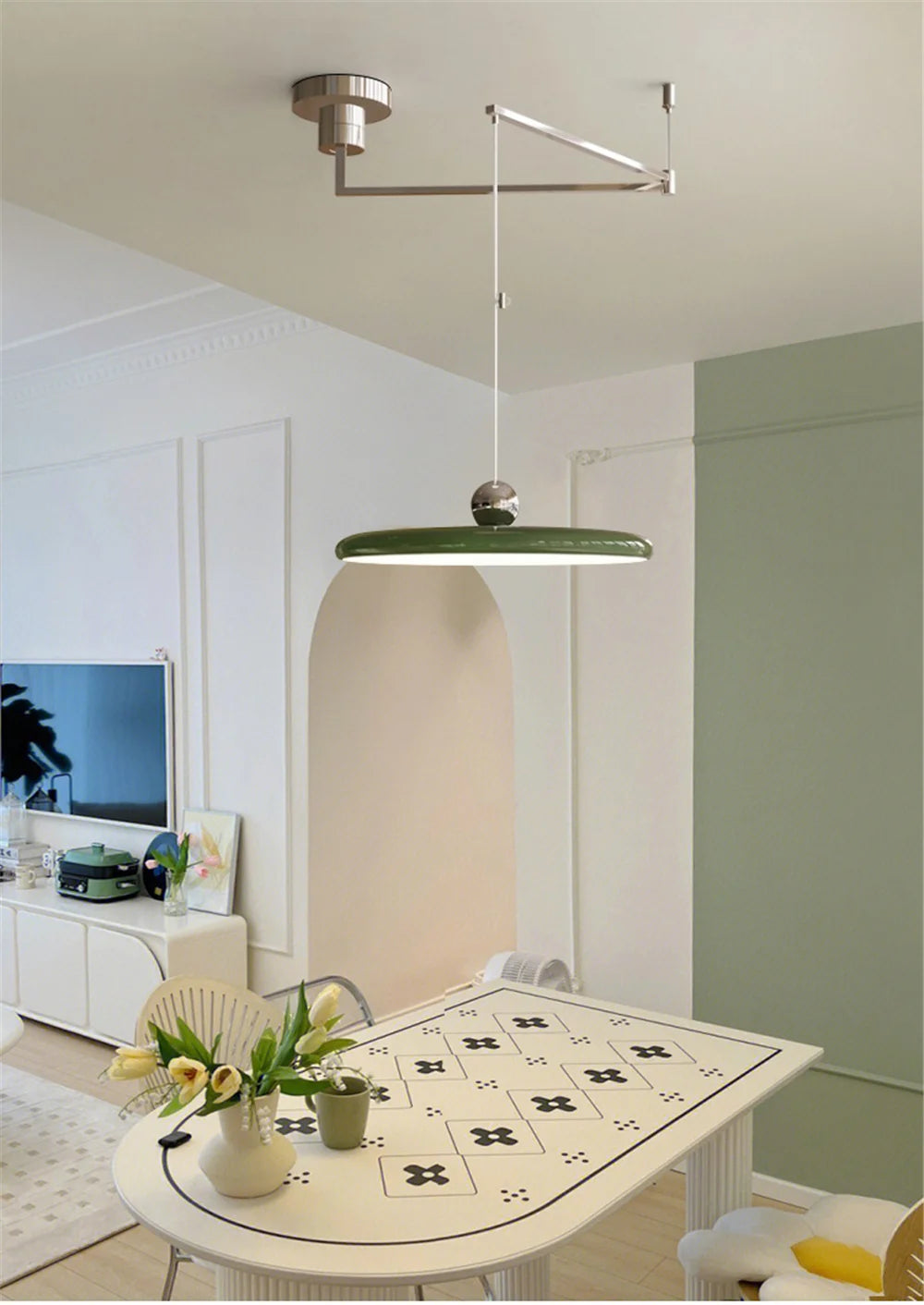 Nordic Cream Iron Swing Arm Lamp Adjustable Rotatable Pendant Wall Light for Bedside Living Room Desk Led Lights