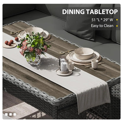 7 Piece Patio Furniture Set, Outdoor PE Wicker Rattan Outdoor Dining Set, Patio Table and Chairs Set, Patio, Customized