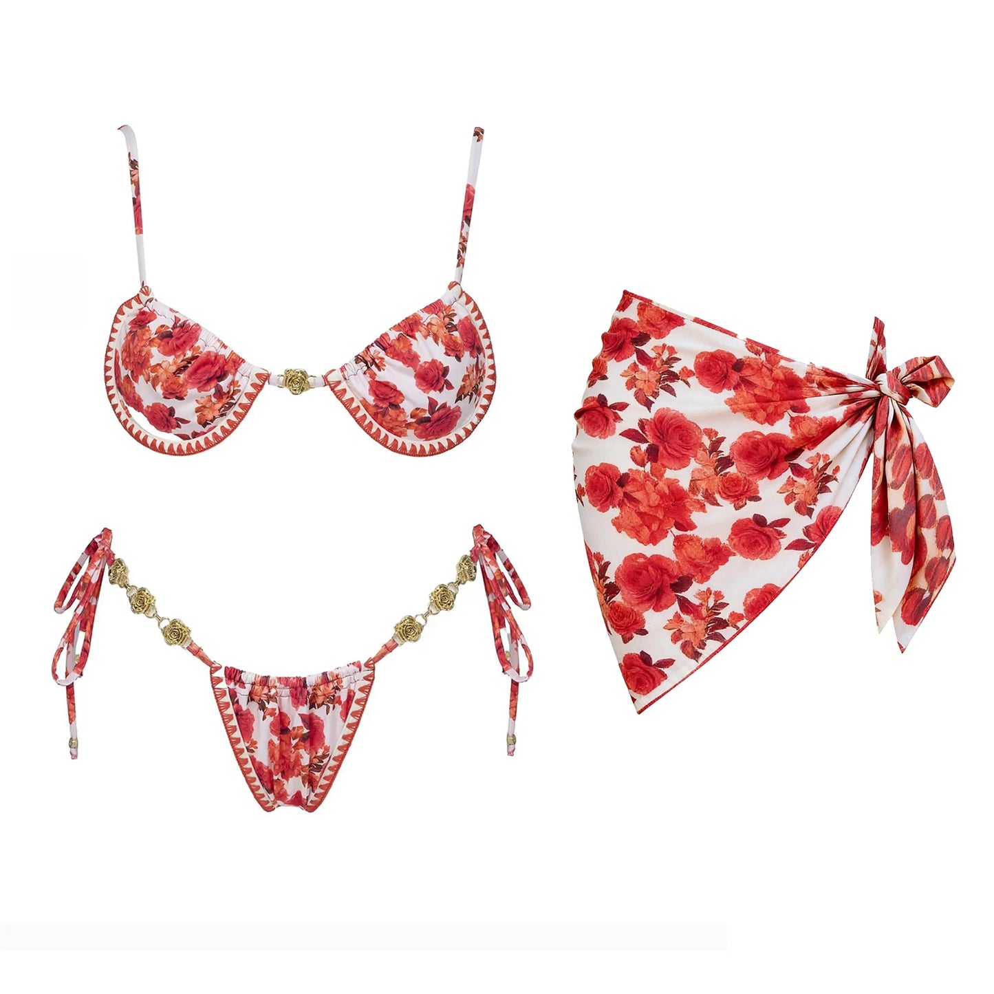 3Pcs Micro Bikini 2026 New Swimwear Women Swimsuit Sexy Brazilian Bikini Set Printed Thong Beachwear Bathing Suit Female Biquini
