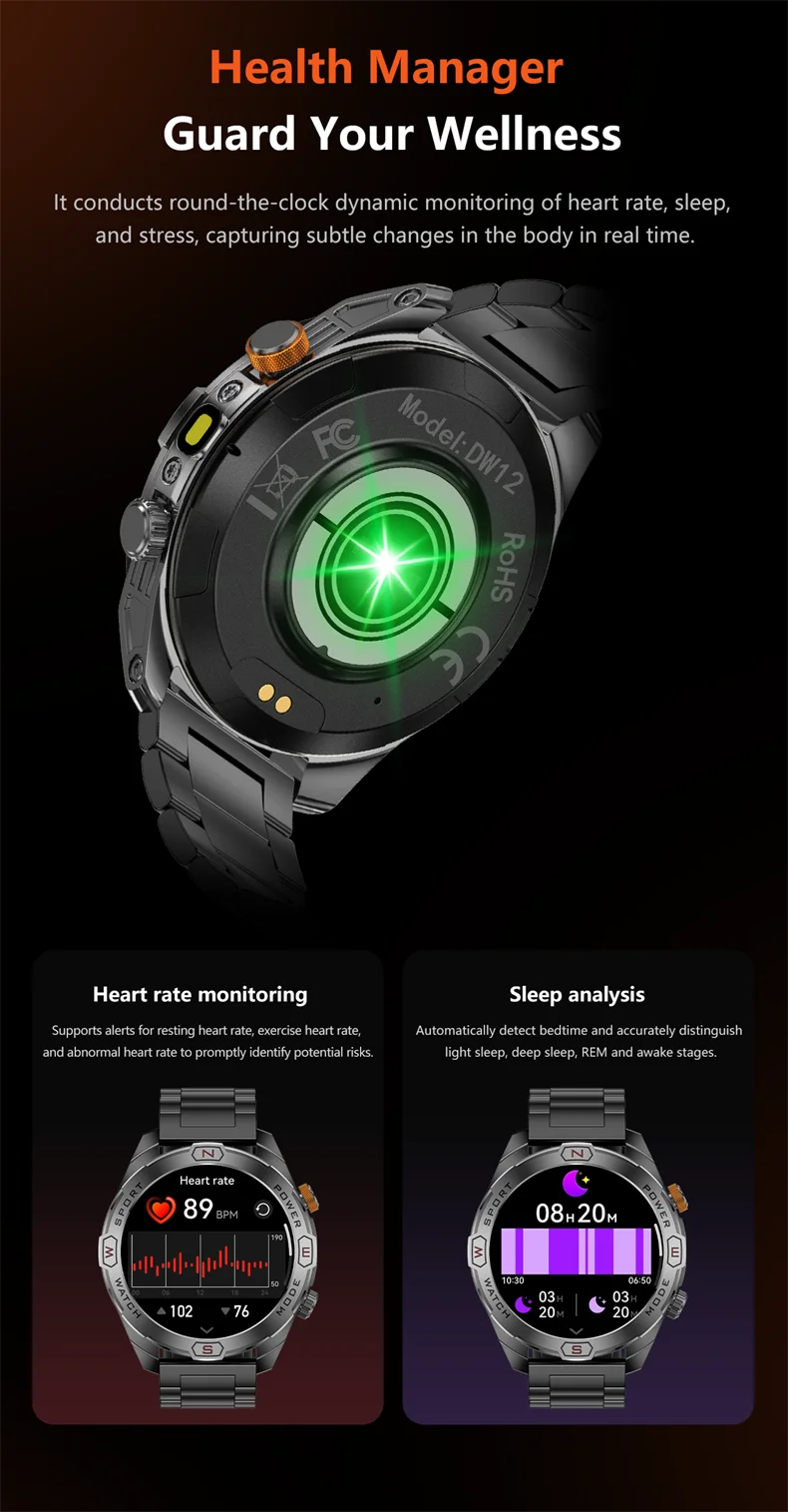 ChiBear Genuine Military Smart Watch Men: 1200 mAh Battery Compass GPS Sports Outdoor Watch Bluetooth Call Smartwatch 2026 New