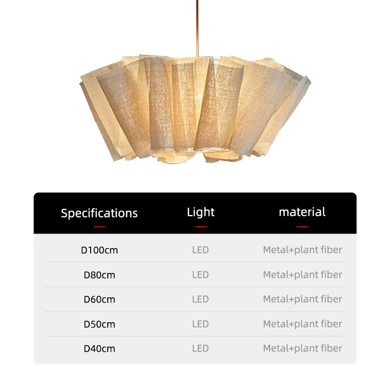 Wabi Sabi Chandelier Handmade Fabric LED Pendant Lights Vintage Living Room Study Clothes Shop Restaurant Designer Hanging Light