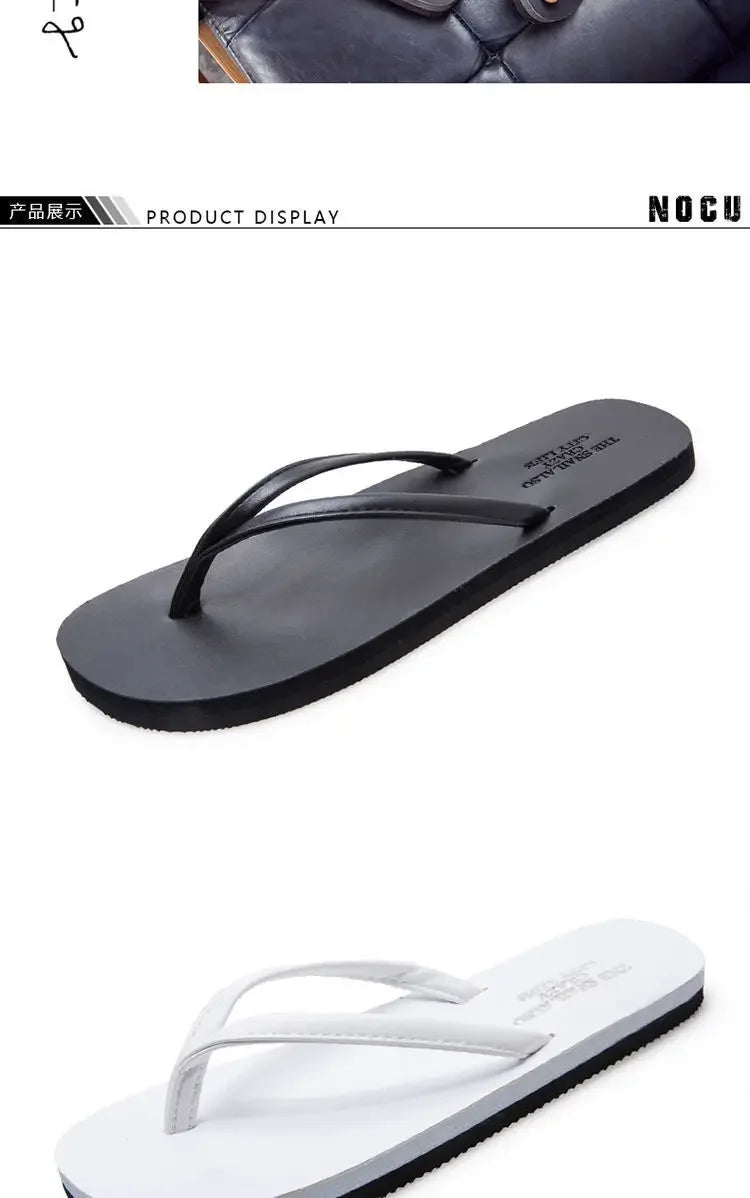 Men's anti slip flip flops, new couple's slippers for summer wear, durable leather, simple and fashionable beach shoes