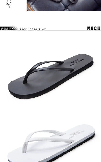 Men's anti slip flip flops, new couple's slippers for summer wear, durable leather, simple and fashionable beach shoes