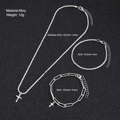 Sparkling 925 Sterling Silver Gypsophila Necklace Bracelet Set For Women Luxury Zircon Cross Pendant Three Piece Jewelry Set