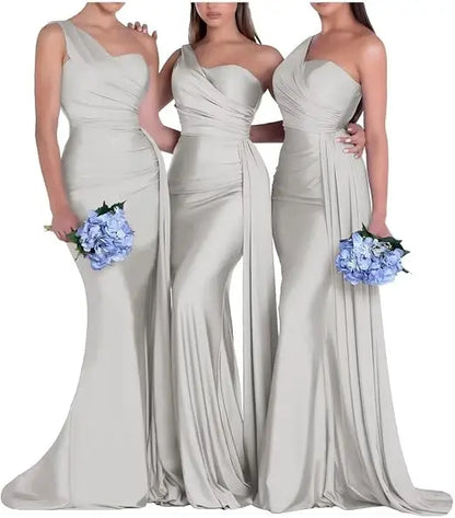 One Shoulder Mermaid Bridesmaid Dresses Corset Back Formal Evening Party Gowns 2026 Prom Graduation Dress Customized