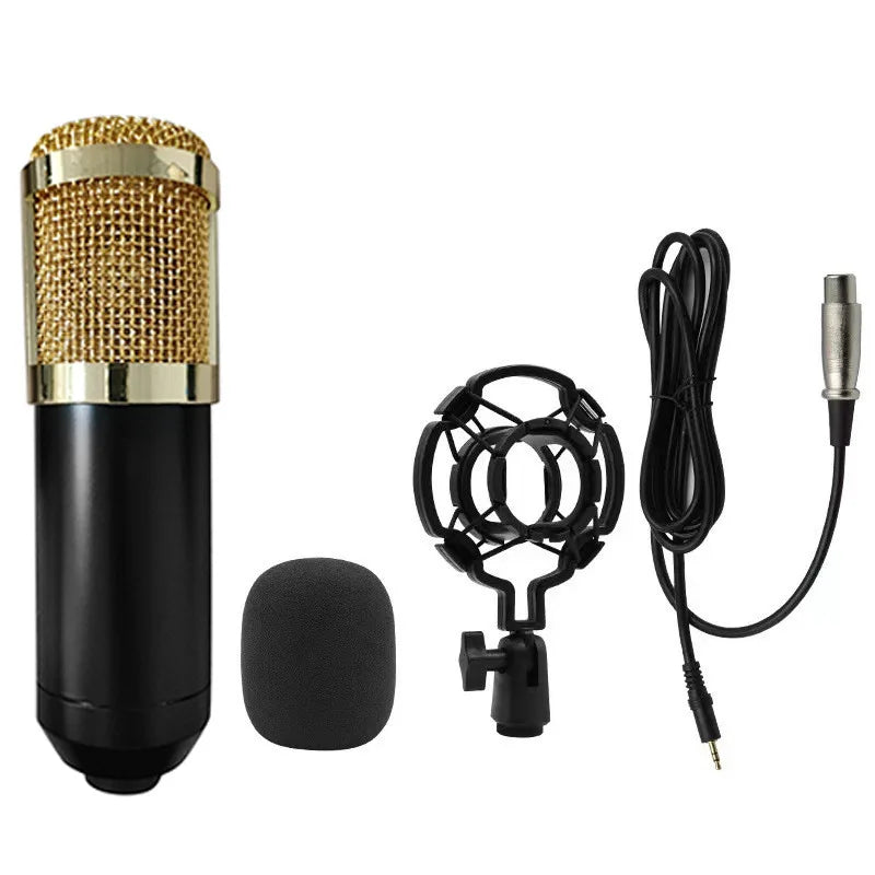 BM800 Condenser Alloy Microphone Kit Professional Sound Card Arm Bracket Set V8 Studio Mixer Live Soundcard Singing Record Mic