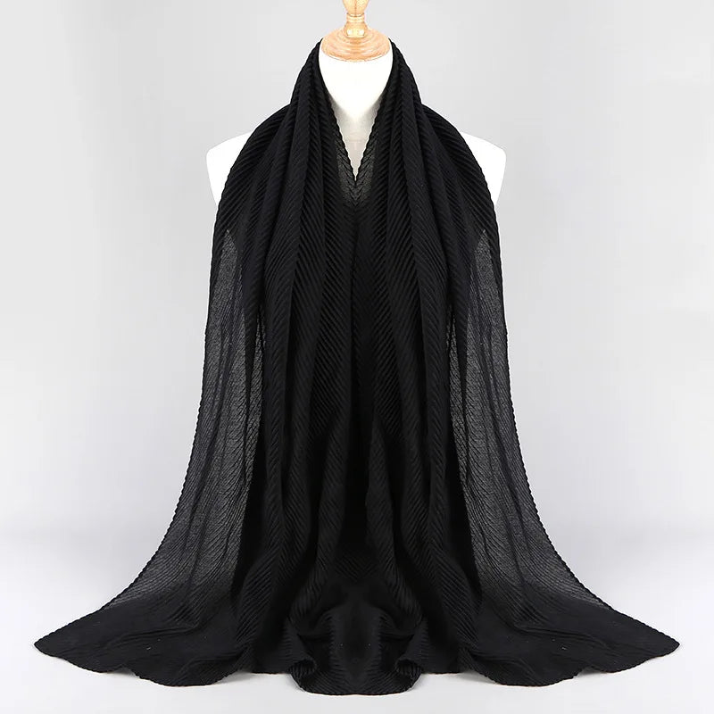 Women Plain Cotton Scarf Head Hijab Wrap Solid Full Cover-up Shawls Foulard Femme Headband Crinkle Muslim Hijabs Store 2024 NEW
