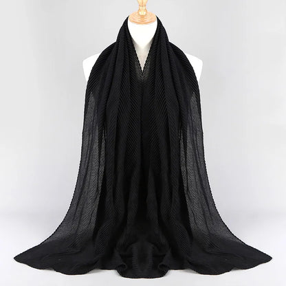 Women Plain Cotton Scarf Head Hijab Wrap Solid Full Cover-up Shawls Foulard Femme Headband Crinkle Muslim Hijabs Store 2024 NEW
