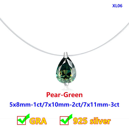 Moissanite Transparent Fishing Line for Women Mermaid Tears Necklace Creative Women's Moissanite Diamond Clavicle Chain