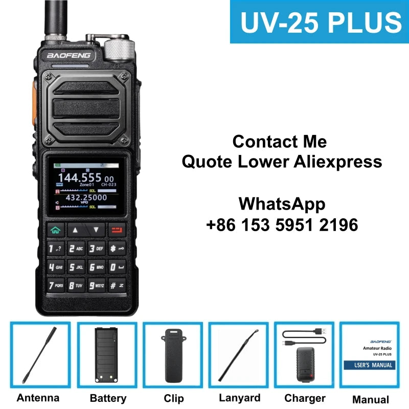 BAOFENG UV-25 Walkie Talkie UV25 Tri-Band Wireless Frequency NOAA Type-C Charger AM Long Range Ham Portable Two Way Radio