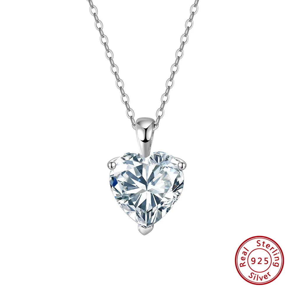 Rinntin Moissanite Diamond Heart Pendant 1-4CT 925 Sterling Silver Chain Necklace Party Choker Fine Jewelry Accessories SMON08