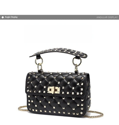 2026 New Fashion Women Sheepskin Leather Rivet Handbags Chain Bag Designer Shoulder Bags Luxury Woman Messenger Bags