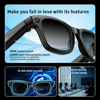 AI Smart Glasses with 8MP Camera Video Recording 100+ Languages Translation Sunglasses Bluetooth Call Music Play Men Women 2026