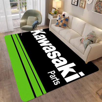 Kawasaki Motorcycle Printed Carpet Non-slip Carpet Carpets for Living Room or Bedroom Non-Slip Rug for Sofa or Kids' Area Decor