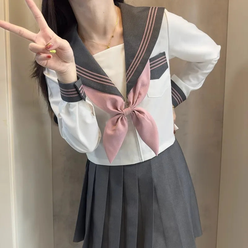 Student JK Uniform Women's High School Korean Chinese School Uniforms Navy Sailor Outfit Short Sleeve Suit Japan Seifuku Girl