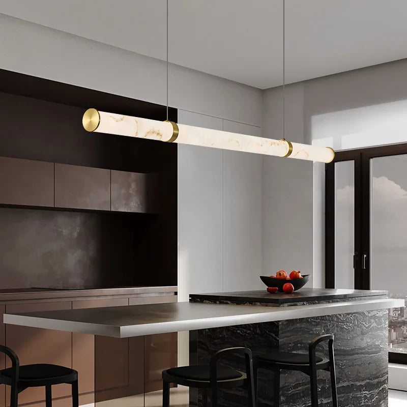 Italian Minimalist Pendant Lights Imitation Marble Strip Hanging Lamp Dining Table Restaurant Home Ceiling Decoration Chandelier