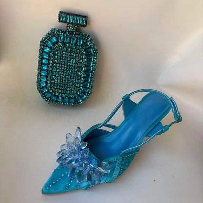 Insightlink Latest Shoes Women Luxury Rhinestone Crystal Pumps 2024 New Fashion Slippers Sandals Party Low Heels Elegant Italian
