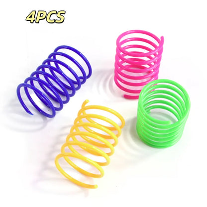4Pcs Interactive Colorful Gauge Kitten Coil Spiral Springs Cat Toys for Kittens And Cats Pet Products