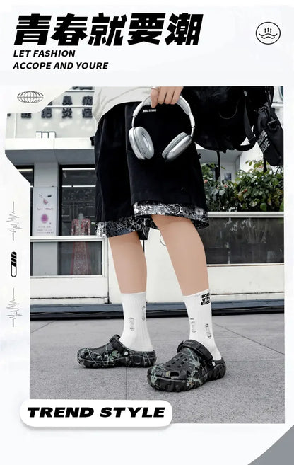 Summer Men Slippers Camouflage Platform Outdoor Clogs Shoe Women Beach Sandals Male Soft EVA Indoor Home Slides Big Size 46 47