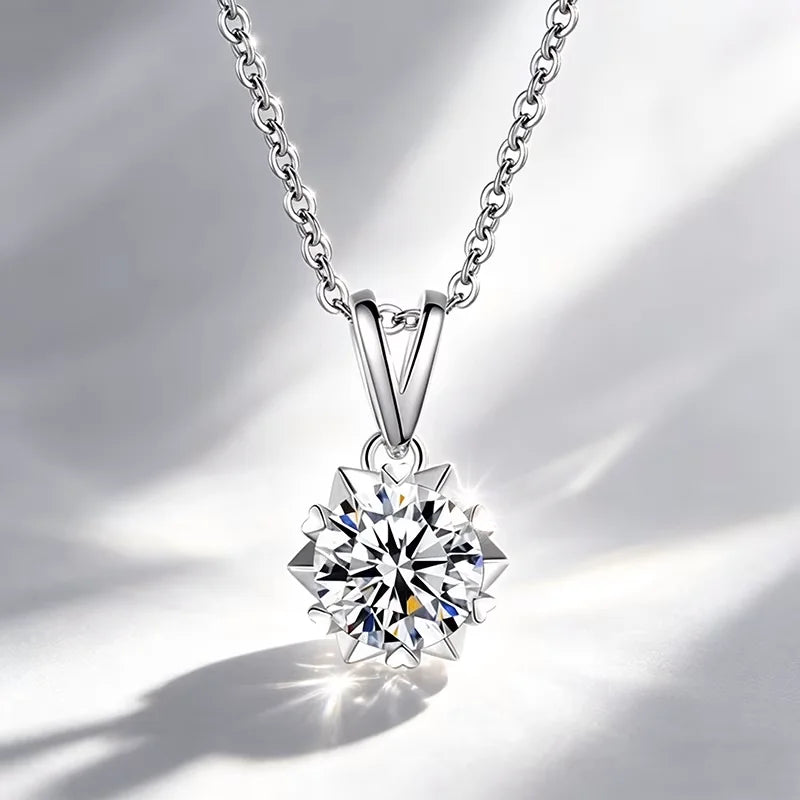 0.5ct-1.0ct VVS1 D Color Moissanite Necklace 925 Soild Sterling Sliver Chain with Certificate Fine Jewelry for Woman Jewelry
