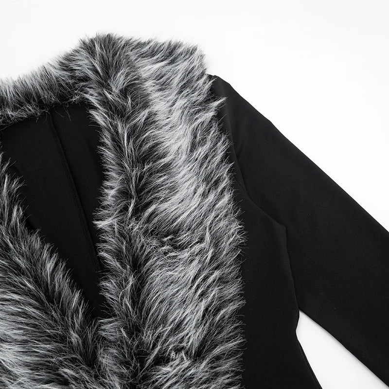 Weird Puss Luxury Fur Deep V Collar Romper Women Full Sleeve Sexy Skinny Fitness Activity Streetwear Hipster Workout Playsuit