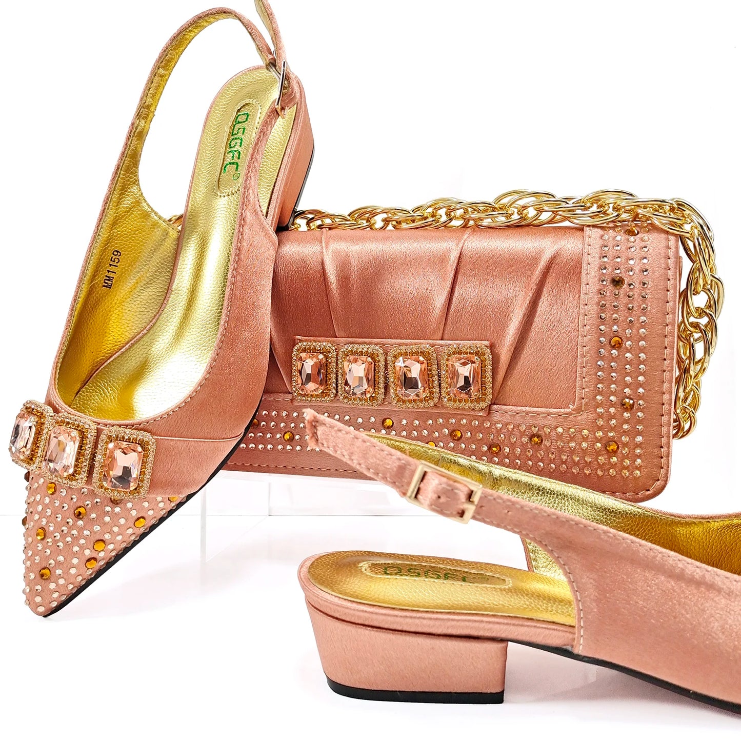 Doershow New Arrival Shoes and Bag Set African Sets 2024 Olive Nigerian Women Shoes and Matching Bags Set for wedding  1-11