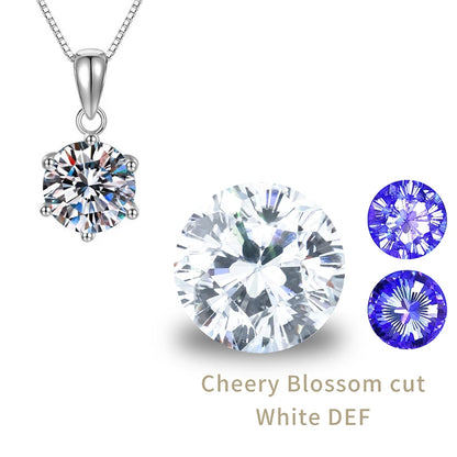 Classic 6-Prongs 925 Silver Moissanite Necklace For Women Cherry Blossom Cut Russian Cut Sakura Cut Women's Moissanite Necklace