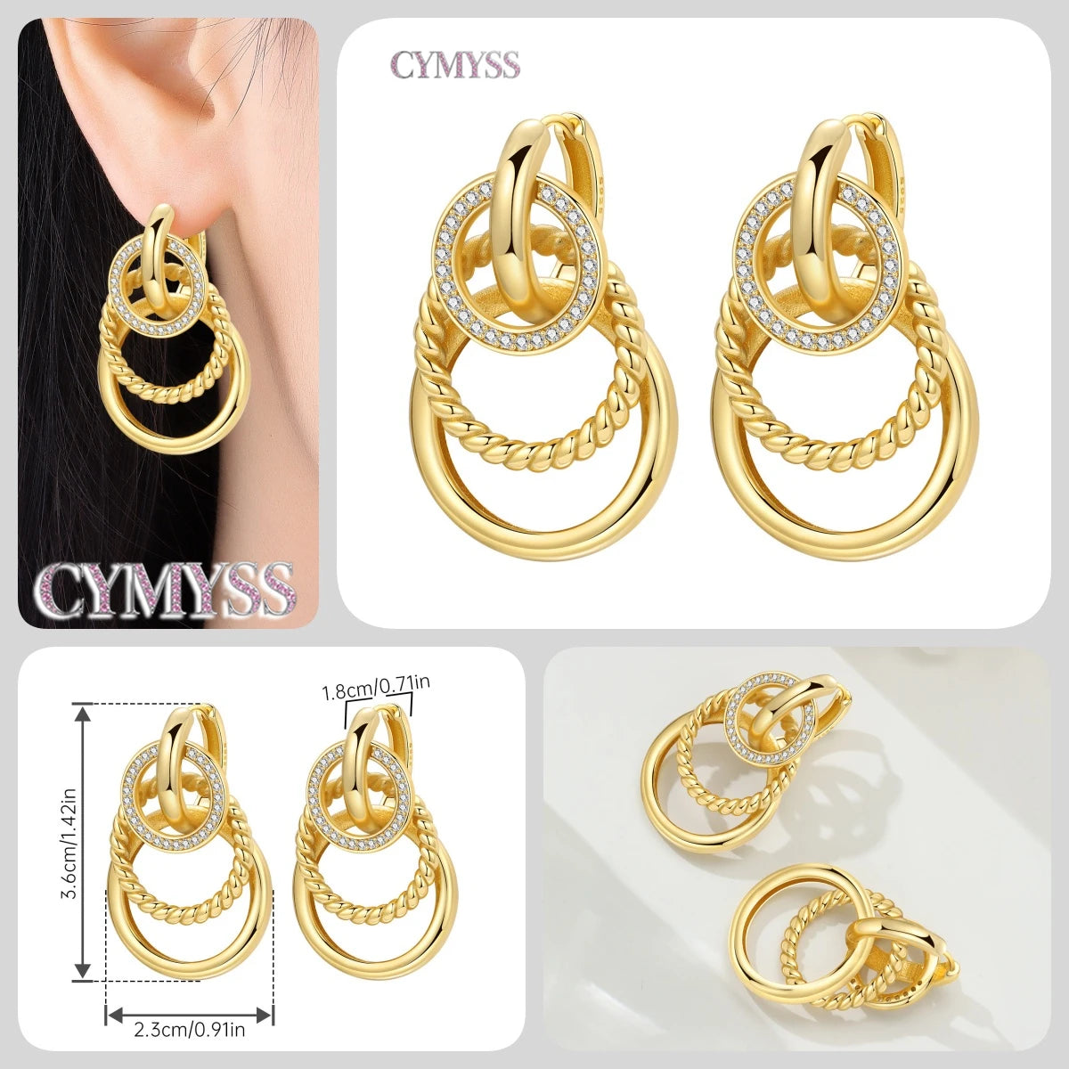 Original 925 Sterling Silver Heart Vintage Luxury Earrings Fashion 18K Gold Hoop Earrings for Women Piercing Jewelry Aretes 2026