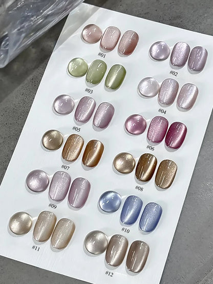 1-24pcs WS Romantic Purple Cat Eye Gel Nail Polish New Style Super Flash Versatile Whitening Purple Glass Bead Cat Nail Salon
