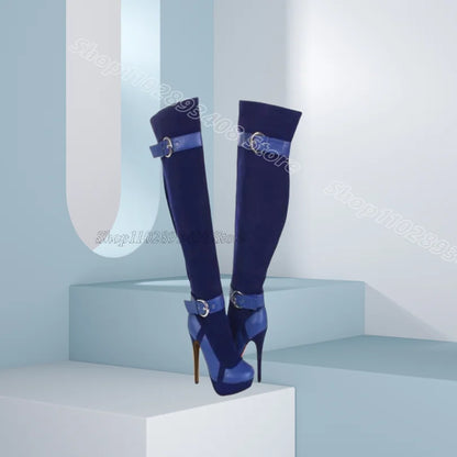 Purple Patchwork Design Stiletto Sandals Round Toe Splicing British Style Fashion Party Spring Women Shoes Zapatos Para Mujere