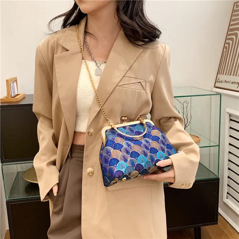 Luxury High Design Women Evening Bag Brand Party Banquet Glitter Bag for Ladies Wedding Clutch Handbag Shoulder Bag Chain Bolsas
