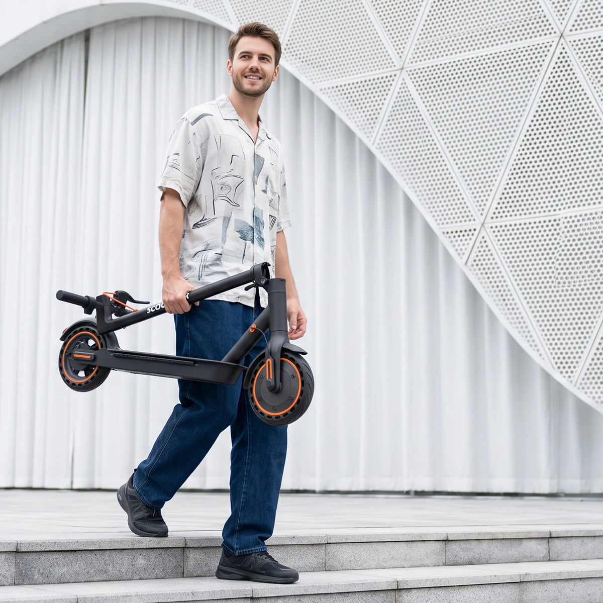 Electric Scooters for Adults, 8.5' Tire, Max 19 Miles and 19 Mph, 550W Foldable E Scooter with Side Light & APP