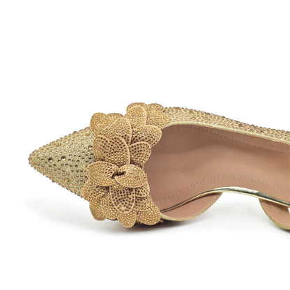 Original Italian Shoes and Bag Set for Women Full Rhinestone Chic and Elegant Woman Shoes and Bag for Party Wedding Pumps