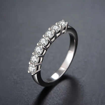 Moissanite Ring 100% Pass Diamond Tester Pen Matching Wedding Diamond Band for Women 925 Sterling Silver Female Single Tail Ring