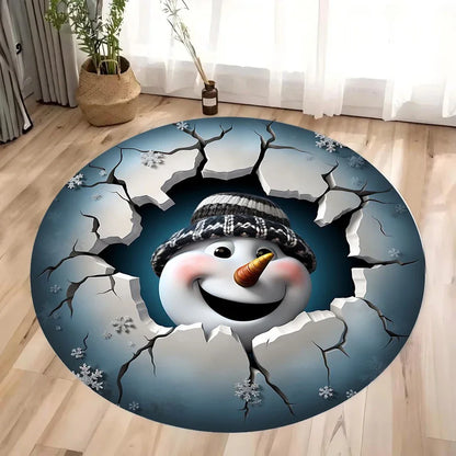 Christmas Decoration Anti Slip Carpet Santa Claus Pattern Circular Carpet Christmas Decoration Anti Slip Carpet Home Decoration