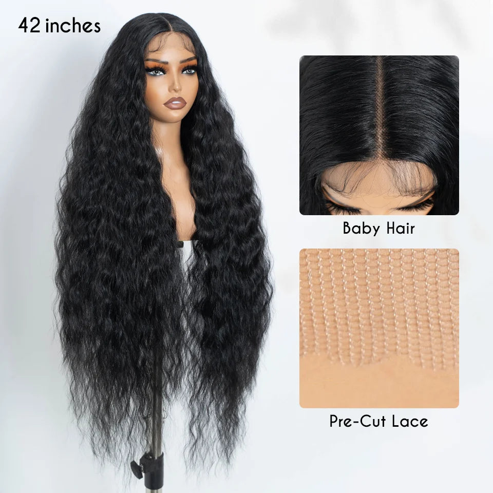 Noble Cosplay Synthetic Lace Wigs For Black Women Long Curly Hair 42 Inch Cosplay Blonde Ombre Lace Front Wig Synthetic Lace Wig