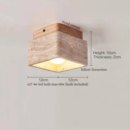 IWHD Japan Wabi Sabi LED Ceiling Lights Bedroom Bathroom Corridor Home Lighting Yellow travertine Ceiling Lamp Lampy Sufitowe
