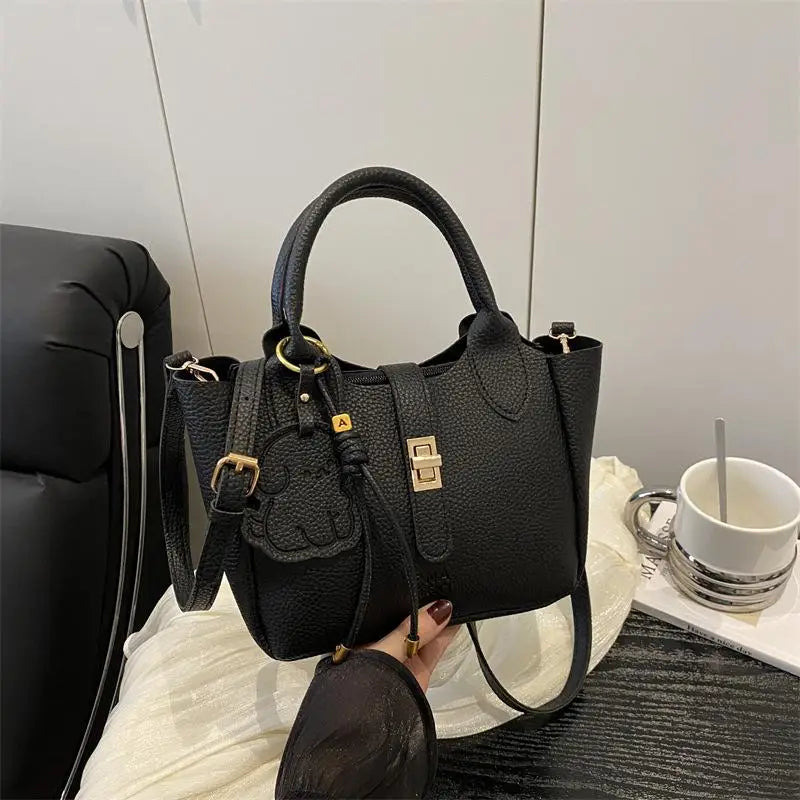 PU Portable Bucket Bag Shoulder Bag Women Fashion Versatile Crossbody Bags Zipper Handbag High Quality Tote Commuter Bags Gifts