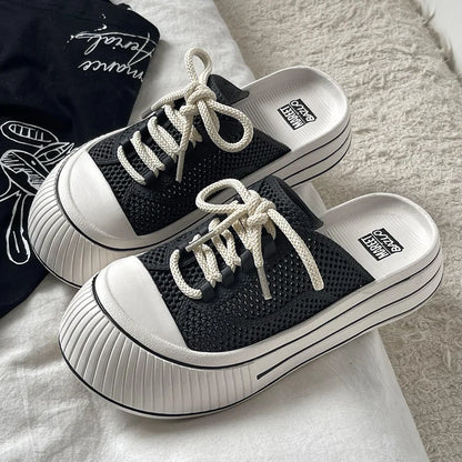 Mesh Casual Women's Sandals Summer Platform Luxury Designer Woman Shoes Flats Indoor Outdoor Fashion Slippers Elegant Mules New