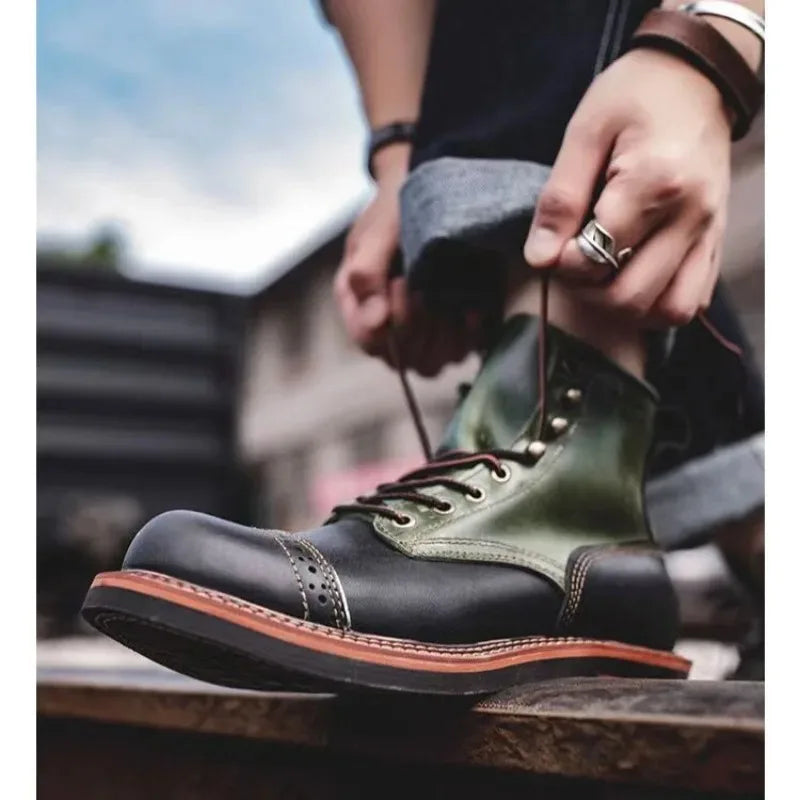 HOT Retro Moto Short Boots Couple Boots British Short Face Work Boot Cycling Shoes Comfort Anti-collision Protective Boot