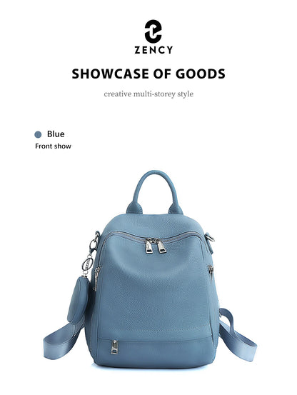 Zency Women's Genuine Leather Backpack High-Quality School Bag Travel Female Shopper Shoulder Satchel Rucksack Commuter