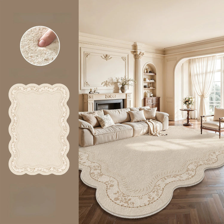 Cream Style Rugs for Bedroom Large Area Living Room Decoration Plush Carpet Irregular Thick Lounge Floor Mat Fluffy Soft Rug