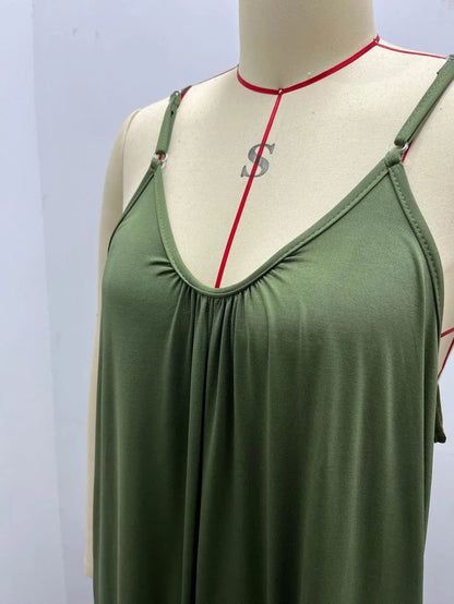 Strap jumpsuit for women's summer new cross-border solid color inserted bag casual jumpsuit
