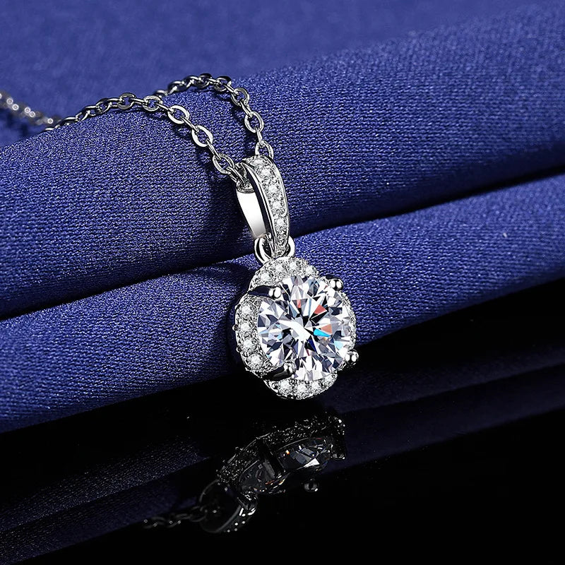 925 Sterling Silver Necklace For Women Zircom With Lab Diamond Jewelry Wedding Pendant  White Gold Plated