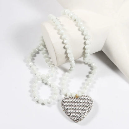 New Valentine's Day Gift: Sparkling Crystal Glass Necklace, Water Diamond Heart Pendant, Women's Necklace